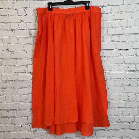 Crinkle Gauze Hi-Low Midi Skirt - Picture 2 of 5